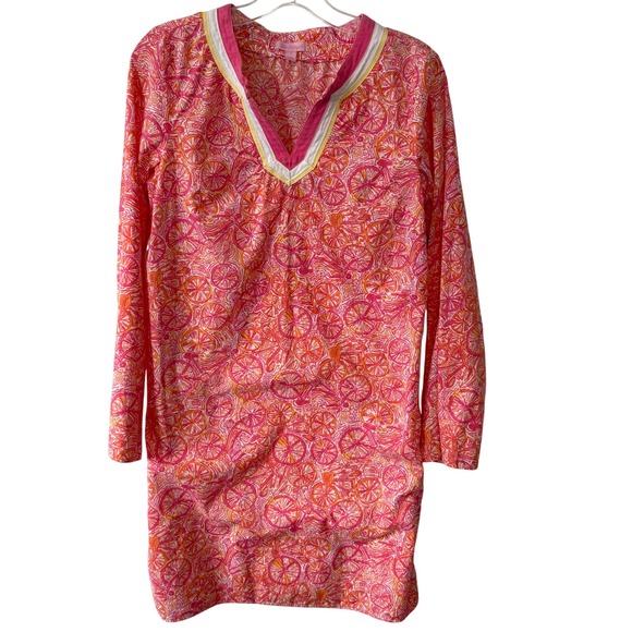 Lilly Pulitzer Other - Lilly Pulitzer Women's Pink Bicycle Print Long Sleeve Swim Cover Up in Size S